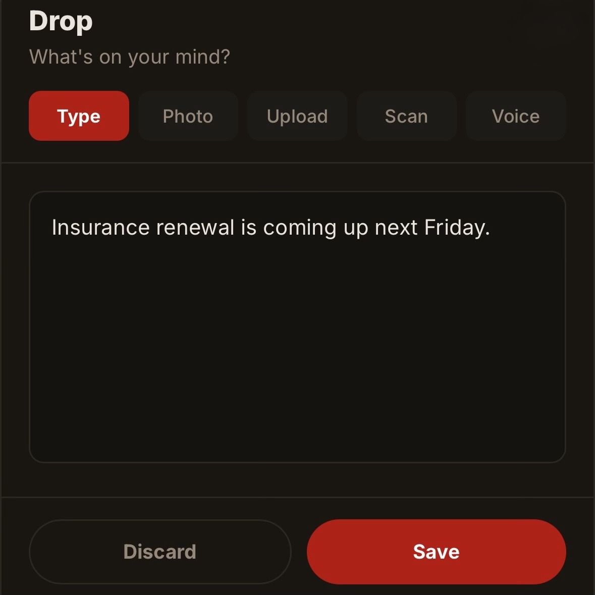 Drop quick-capture sheet on mobile